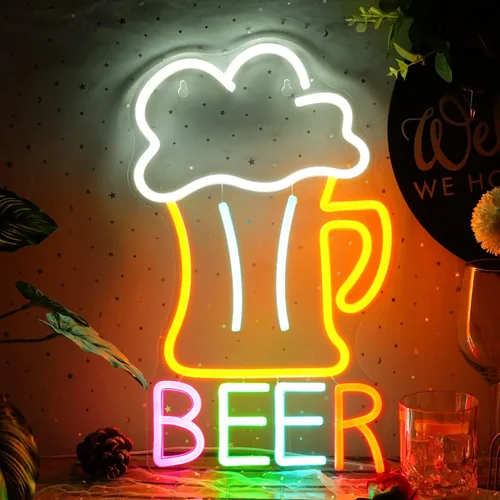 Vista 10 de Letrero de neón de Soda con luz LED, señal de neón regulable para cócteles para decoración de pared 42,4 cm X 30 cm, señal de neón para bar