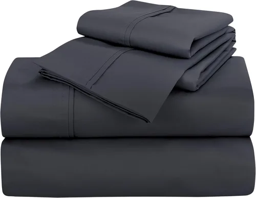 Vista 25 de ROYALE LINENS Juego de sábanas de 300 hilos 100% algodón peinado de fibras largas, 4 piezas, 1 sábana bajera, 1 encimera y 2 fundas de almohada