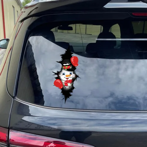 Vista 11 de Pegatina Navideña de Papá Noel Asomado, Lindas Pegatinas de Venado y Muñeco de Nieve para Ventana, Adhesivos para Parachoques de Coche, Adornos