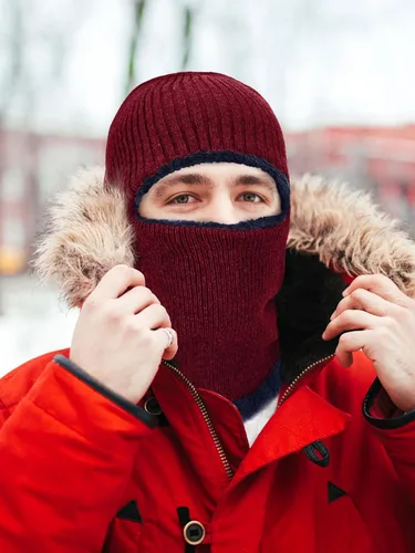 Vista 5 de 2 máscaras faciales de invierno para esquí, pasamontañas de punto cálido para hombres y mujeres, forro polar resistente al viento para deportes al