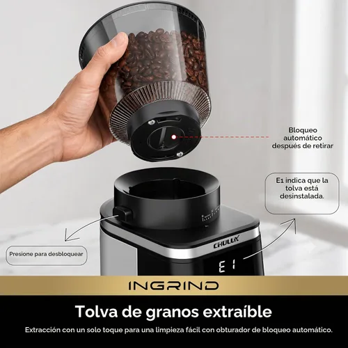 Vista 6 de CHULUX Molinillo de café eléctrico InGrind con 60 ajustes de molienda
