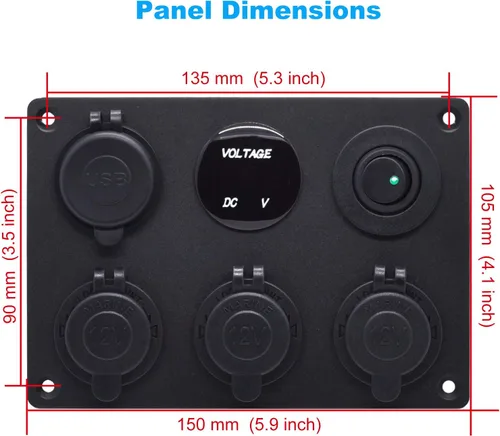 Vista 5 de Enchufe de cargador USB dual 2.1A y 2.1A + voltímetro LED + adaptador de encendedor de cigarrillos de 3 enchufes Toma de corriente de 12V + Verde