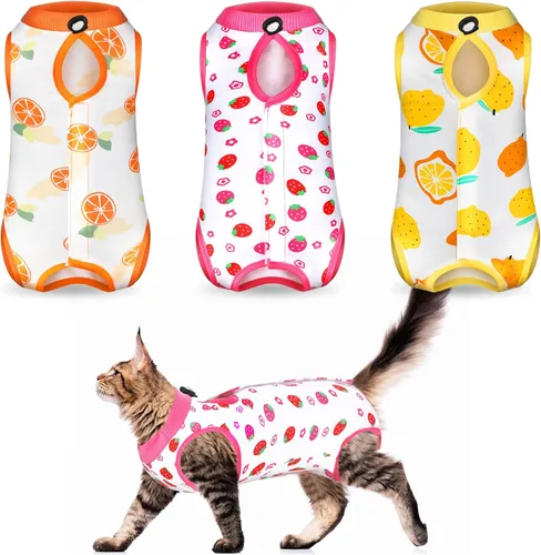 Vista 7 de Nuanchu 3 piezas de traje de recuperación para gatos y gatitos, traje de recuperación para gatos y perros, alternativa al collar electrónico
