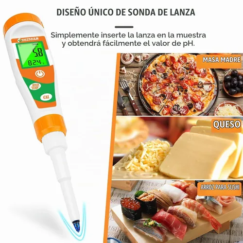 Vista 4 de UIUZMAR Probador de pH para alimentos Medidor de pH Digital para iniciador de masa madre y sensor de lanza de masa, kit de pH de alimentos funciona