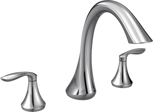 Vista 7 de Moen Eva T943, llave para bañera romano de arco alto y dos manijas, T943BN