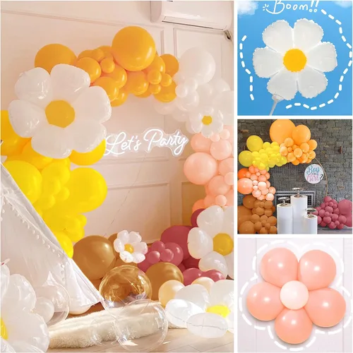 Vista 4 de Kit de arco de guirnalda de globos de margaritas de 166 piezas, globos pastel macarrón, arco pastel de primavera para fiesta temática de margaritas