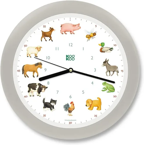Vista 11 de KOOKOO KidsWorld - Reloj de pared para niños con sonidos naturales, 12 animales de granja
