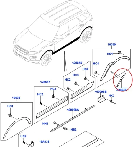 Vista 5 de Molduras de guardabarros de arco delantero de rueda trasera LR027252 para Land Rover para Range Rover Evoque 2012 2013 2014 2015 2016 2017 2018 2019