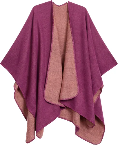 Vista 15 de Sakkas Mari - Poncho grande reversible para mujer, chal envolvente Negro