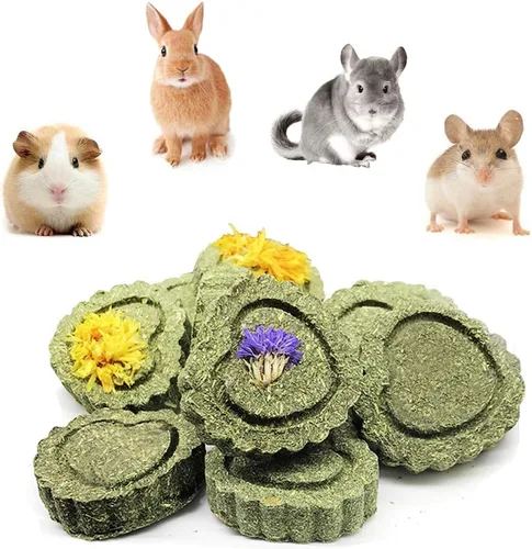 Vista 9 de Juguetes masticables de conejo para dientes, 2 unidades de palitos molares de madera de manzana orgánica con círculos de heno Timothy para conejito