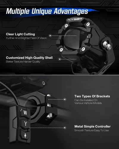 Vista 5 de NOVSIGHT Luces LED Pods Luces de Conducción - 2'' con 8 Modos de Luz 2 Tipos de Soportes, Impermeable Fuera de Carretera LED Light Pod