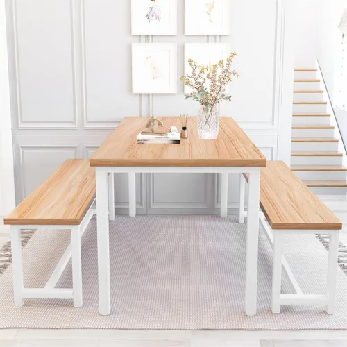 Vista 7 de Recaceik Juego de mesa de comedor beige de 47" para 4, juego de cocina de 3