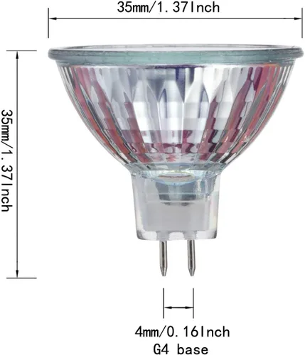 Vista 2 de Bombillas halógenas MR11 de 12 V 20 W (paquete de 6) - Bombilla halógena de precisión de fibra óptica con cubierta de vidrio, bombilla halógena