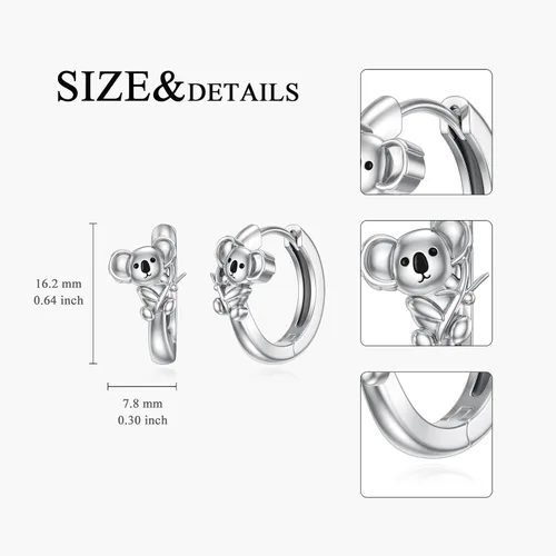 Vista 6 de Vadmans Koala Earrings Sterling Silver Koala Jewelry Gift for Women Girls