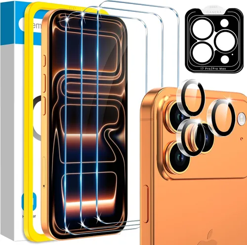Vista 14 de Fotbor Compatible con 3 protectores de pantalla de iPhone Air con 1 juego de protector de lente de cámara, actualización 2025 9H+ vidrio templado