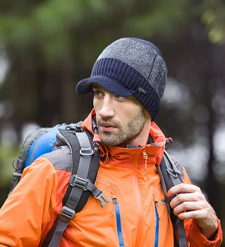 Vista 7 de Gorro de invierno para hombre con forro polar y visera