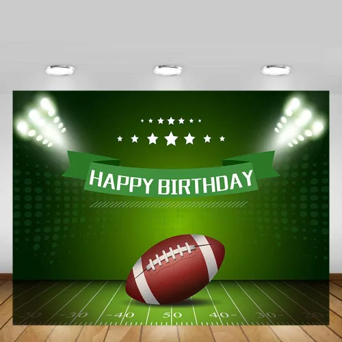 Vista 2 de MEHOFOTO - Fondo de fotografía de fútbol americano con temática de niño feliz cumpleaños, decoración de fiesta, rugby, deportes, campo de fútbol