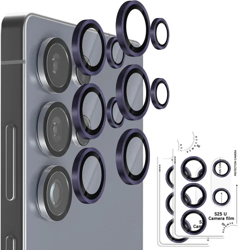 Vista 8 de Orzero Protector de lente de cámara compatible con Samsung Galaxy S25, bandeja de instalación de un solo paso, cubierta de vidrio con anillo