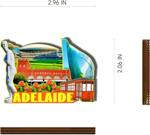 Vista 3 de Adelaide Australia - Imán de madera 3D para nevera, recuerdos coleccionables, decoración hecha a mano, artesanías, 4