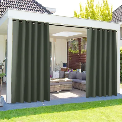 Vista 93 de NICETOWN Cortina para Exteriores para Patio Impermeable de 84 Pulgadas de Ancho, Aislamiento Térmico con Ojales Antioxidantes Bloqueo UV Cortina