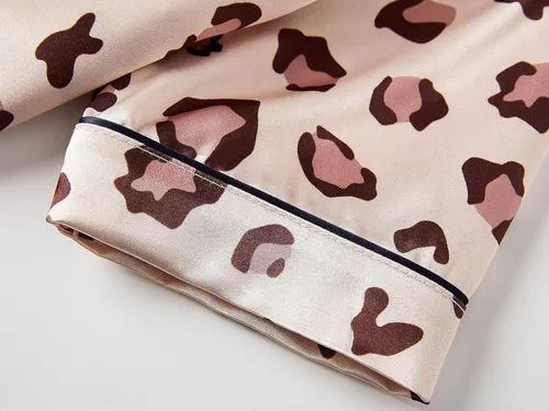 Vista 4 de Pijama de satén para niñas, estilo de unicornio y gato, conjunto de pijama de seda con botones, talla 6-16