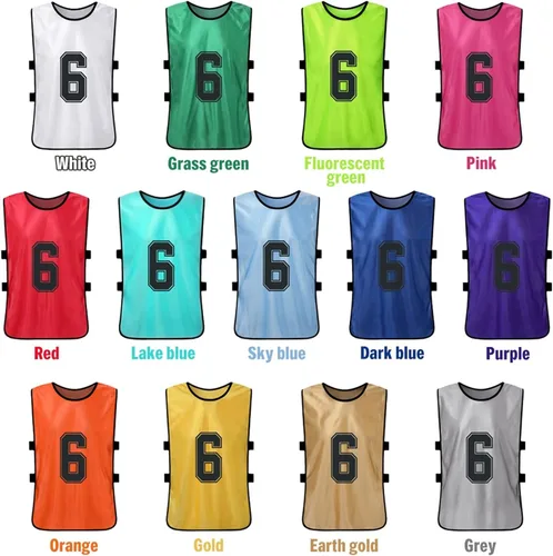 Vista 7 de PJRYC 612 PCS Adultos Fútbol Equipo Camisetas Deportes Fútbol Equipo Entrenamiento Numerado Práctica Deportes Chaleco