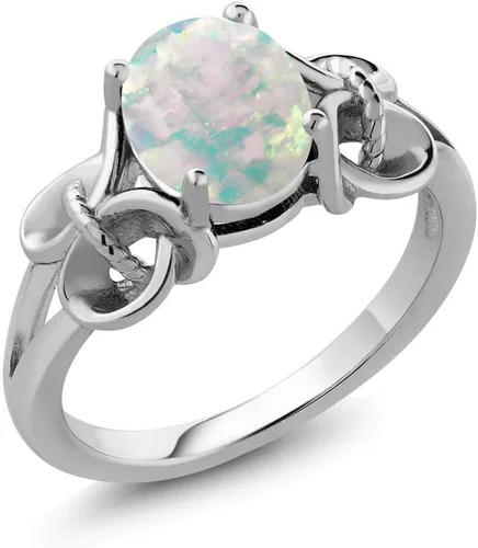 Vista 84 de Gem Stone King Anillo de compromiso ovalado con piedra natal para mujer, plata de ley 925, ovalado de 0.354 x 0.276 in, anillo de compromiso