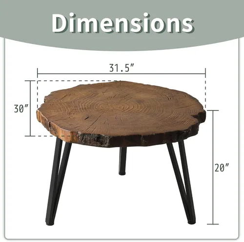 Vista 3 de SUNBURY Mesa auxiliar para interiores y exteriores, mesa auxiliar de hormigón de aspecto de madera de 31 pulgadas, moderna mesa de centro redonda