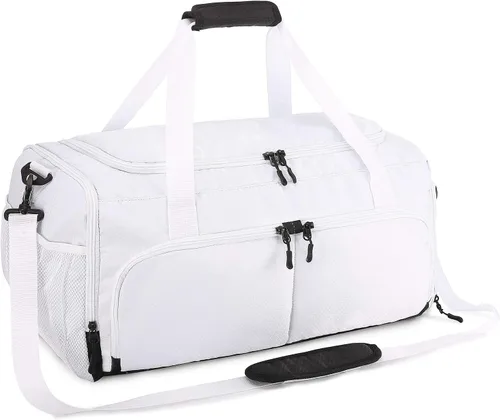 Vista 8 de Sucipi Bolsa de gimnasio para hombres y mujeres, bolsas de viaje pequeñas con compartimento para zapatos y bolsillo húmedo, bolsa ligera de fin