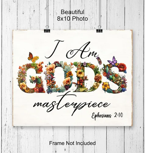 Vista 4 de Arte de pared floral con versículo bíblico, afirmaciones positivas, decoración de pared cristiana para mujeres, niñas, adolescentes, arte inspirador