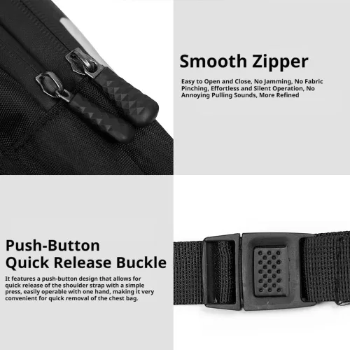 Vista 7 de Bolsa de pierna de motocicleta – Riñonera impermeable al aire libre con conector para auriculares, correa de hombro ajustable y compartimento
