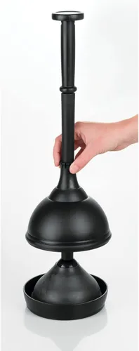 Vista 4 de mDesign Hyde Collection - Juego de émbolo de inodoro de plástico con tapa de elevación y bloqueo, soporte de almacenamiento independiente compacto