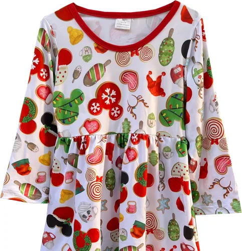 Vista 3 de Adorable Baby Girls Merry Christmas Dress, Fit for Toddler Girls, Crew Neck Collar, Flutter Sleeves, Knee Length