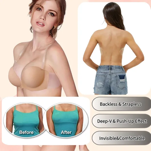 Vista 3 de JUST BEHAVIOR Sujetadores autoadhesivos invisibles sin tirantes para mujer