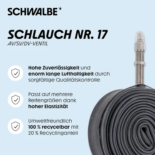 Vista 2 de SCHWALBE Tubo de bicicleta con válvula Sclaverand de 1.575 in, 28 x 1-1.75 pulgadas