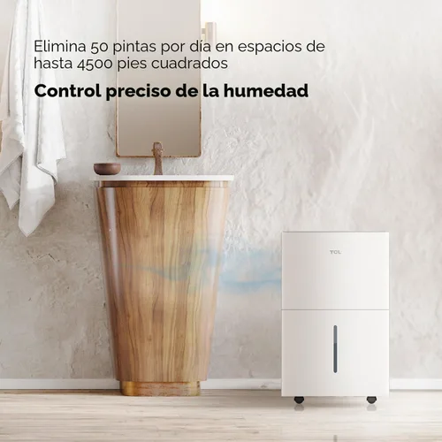 Vista 4 de TCL Deshumidificador inteligente de 4,500 pies cuadrados, Energy Star más eficiente 2024, 50 pintas por día, ideal para sótanos, habitaciones