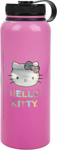 Vista 2 de Bioworld Hello Kitty CD Collection - Botella de agua de acero inoxidable rosa de 40 onzas
