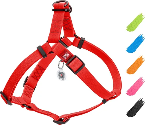 Vista 7 de WAUDOG Juego de arnés y correa impermeable para perro de 6 pies, ajustable, resistente con cierre de metal duradero y placa QR para perro