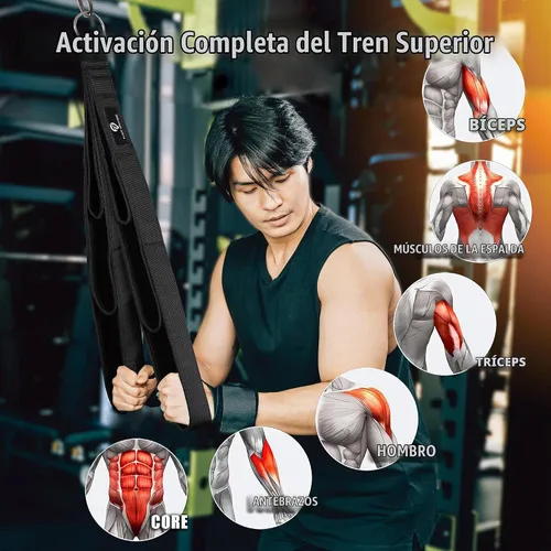 Vista 5 de EVMT - Cuerda de cuerpo total de 27 pulgadas y 20 pulgadas para máquina de cable, accesorios de tracción LAT, cuerda de tríceps resistente