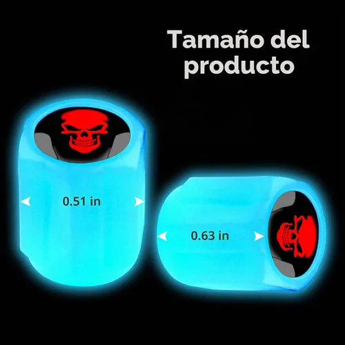 Vista 2 de 16 tapones fluorescentes para válvulas de neumáticos, accesorios de decoración universales para Calavera/Azul-16 piezas