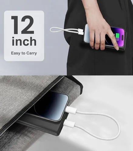 Vista 5 de Smays Cable corto USBC a USB C de 1 pie, paquete de 3, cable trenzado