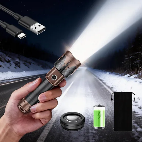 Vista 12 de SKYFIRE Linternas recargables de alto lúmenes con lente de ignición, linterna táctica súper brillante de 5000, con zoom, 6 modos, linterna