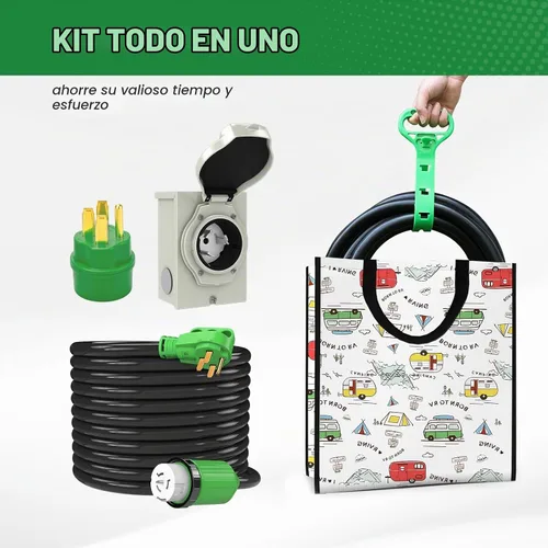 Vista 7 de Caja de entrada de generador de 50 amperios y kit de cable