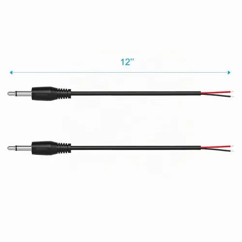 Vista 5 de Paquete de 2 conectores macho de repuesto de 1 pie de 0.138 in a cable desnudo, extremo abierto, TS de 2 polos, conector jack mono de 1/8 pulgadas
