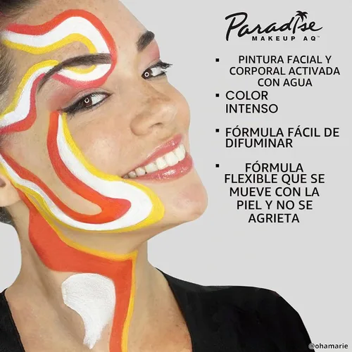 Vista 4 de Mehron Makeup Paradise Makeup AQ - Tamaño de recambio Escenario y Cine, pintura facial y corporal, belleza, cosplay, Halloween, pintura facial