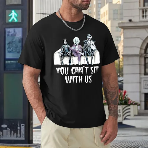 Vista 4 de Camiseta básica de algodón de manga corta con personajes de Tim Burton de Halloween para hombre y mujer