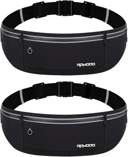 Vista 19 de Cinturón delgado para correr, soporte para teléfono de 3 bolsillos para correr, caminar, andar en bicicleta, riñonera impermeable para mujeres