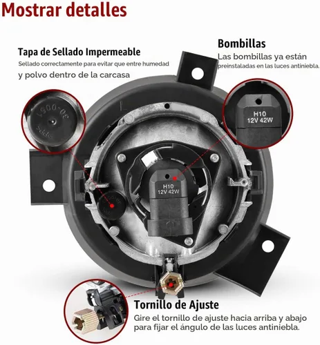 Vista 5 de Faros antiniebla para Ford Ranger 2001-2003 Conjunto de luz antiniebla 2 unids Lente Transparente