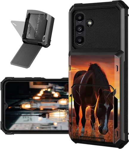 Vista 8 de Funda tipo cartera para Samsung Galaxy A54 5G con ranura para tarjetero, funda con tapa híbrida de doble capa, resistente, a prueba de golpes, funda