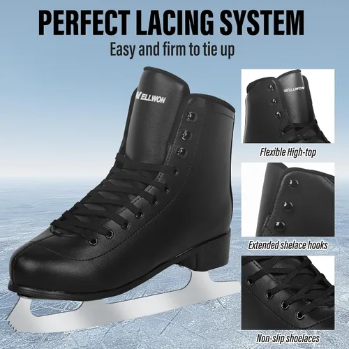 Vista 2 de Ice Skates for Women, Adult Figure Skates for Men, Figure Skating Shoes with Velvety Lining for Indoor& Outdoor Rink,Ice Skates Size 5 6 7 8 9 10 11